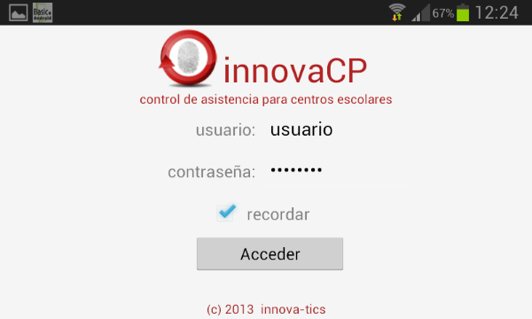 Pantalla de login