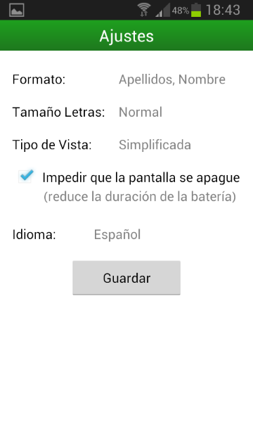 Pantalla de login