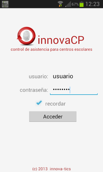 Pantalla de login